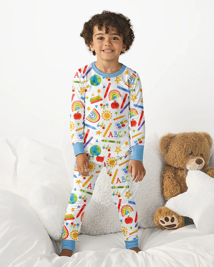 School Scribbles Bamboo Two Piece Long Sleeve Pajama Set