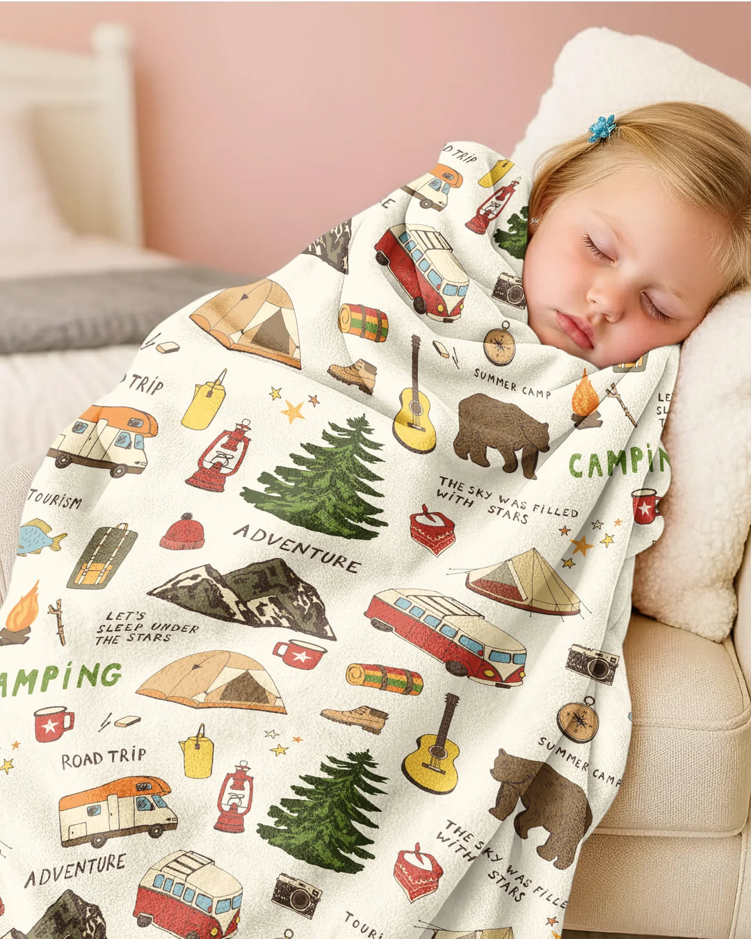 Outdoor Camping Adventure Family Matching Bamboo Blanket