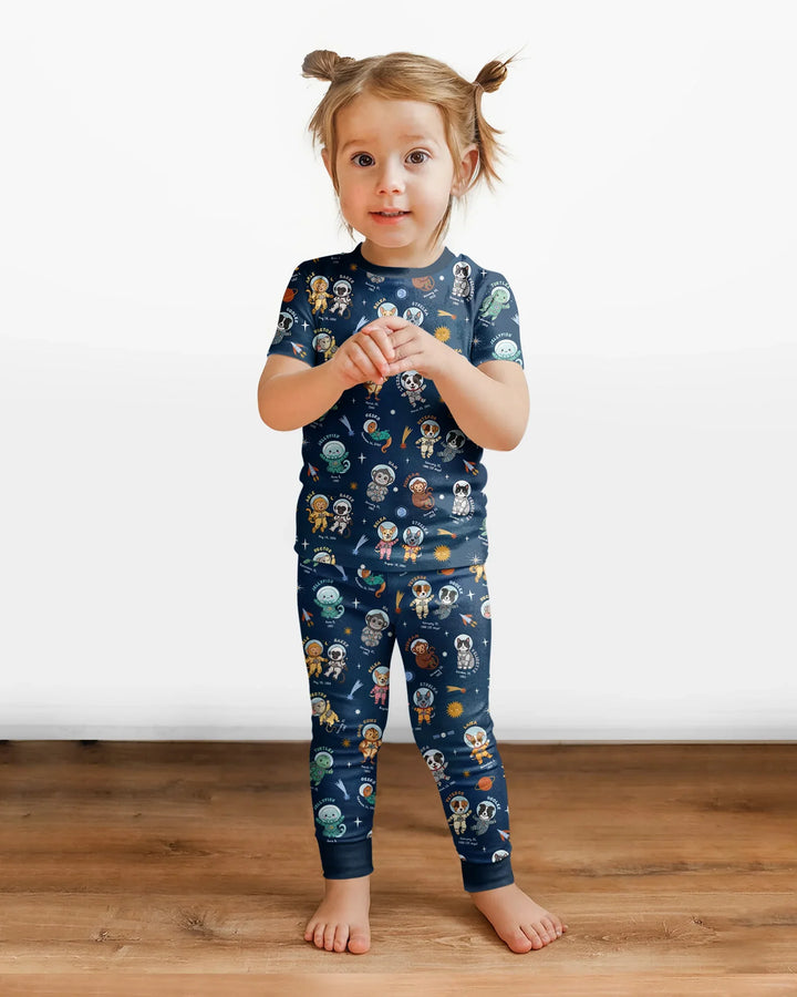 Animal Astronauts Bamboo Two Piece Short Sleeve Pajama Set