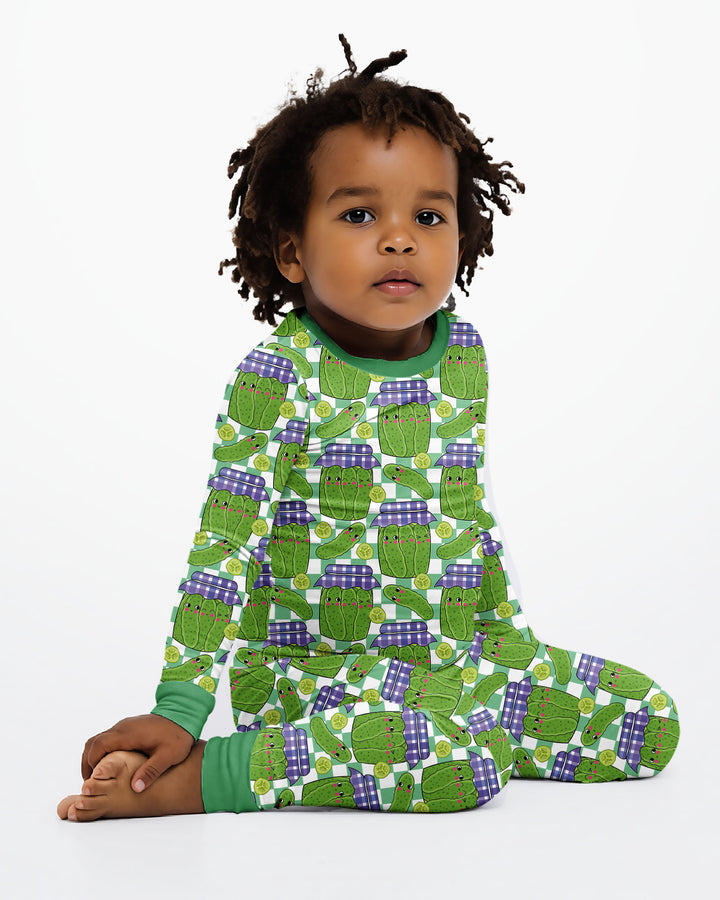 Kawaii Pickle Jar Bamboo Two Piece Long Sleeve Pajama Set