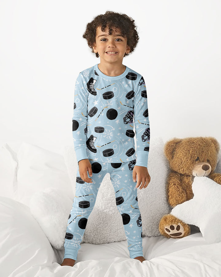 Little Hockey Fan Bamboo Two Piece Long Sleeve Pajama Set