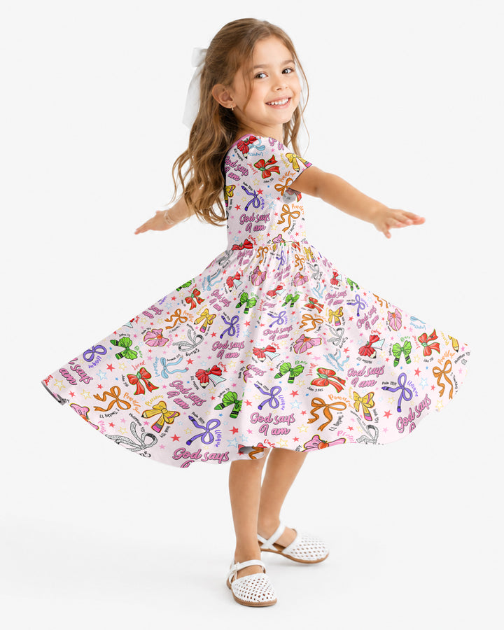 Pencil Bows God Says I Am Bamboo Twirl Dress
