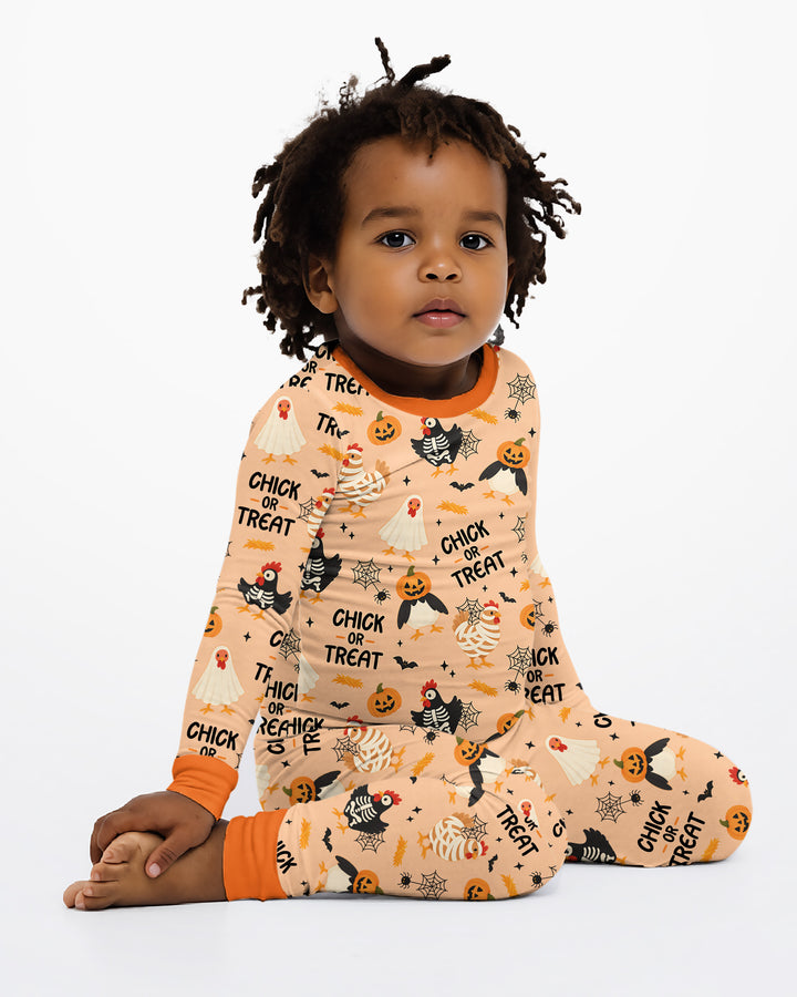 Halloween Chick Or Treat Bamboo Two Piece Long Sleeve Pajama Set
