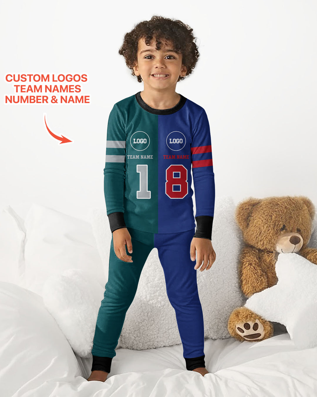 Football Rivalry Family Personalized Bamboo Two Piece Long Sleeve Pajama Set