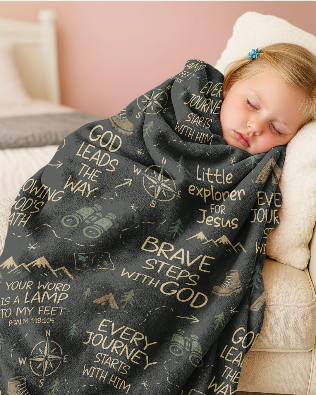 Little Explorer God Leads The Way Bamboo Blanket