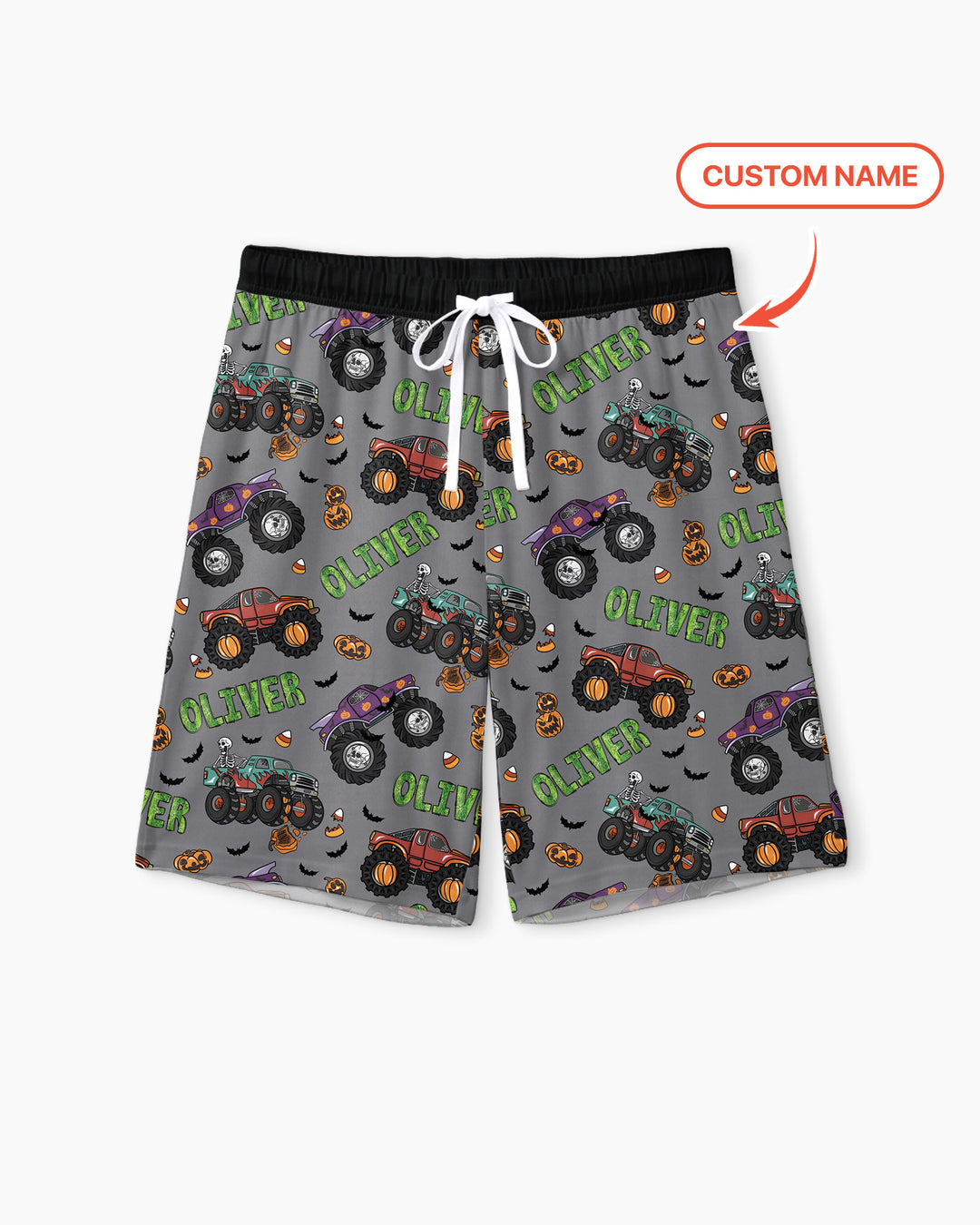 Custom Name Haunted Monster Trucks  Bamboo Men Short Sleeve Short Pajama Set