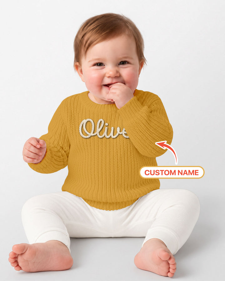 Embroidered Baby Name Bamboo Knit Sweater Bubble
