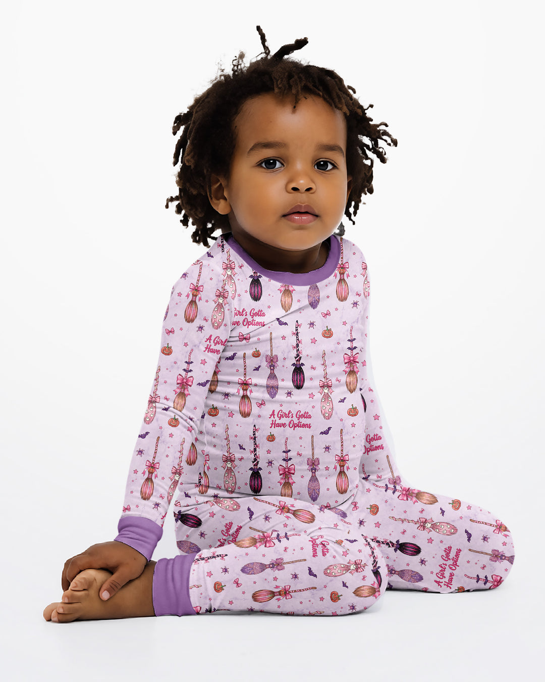 A Girl's Gotta Have Options Witch Brooms Bamboo Two Piece Long Sleeve Pajama Set