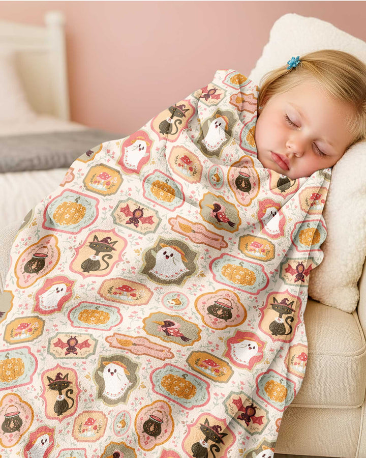 Cute Vintage Magical Cottage Style Halloween Bamboo Blanket