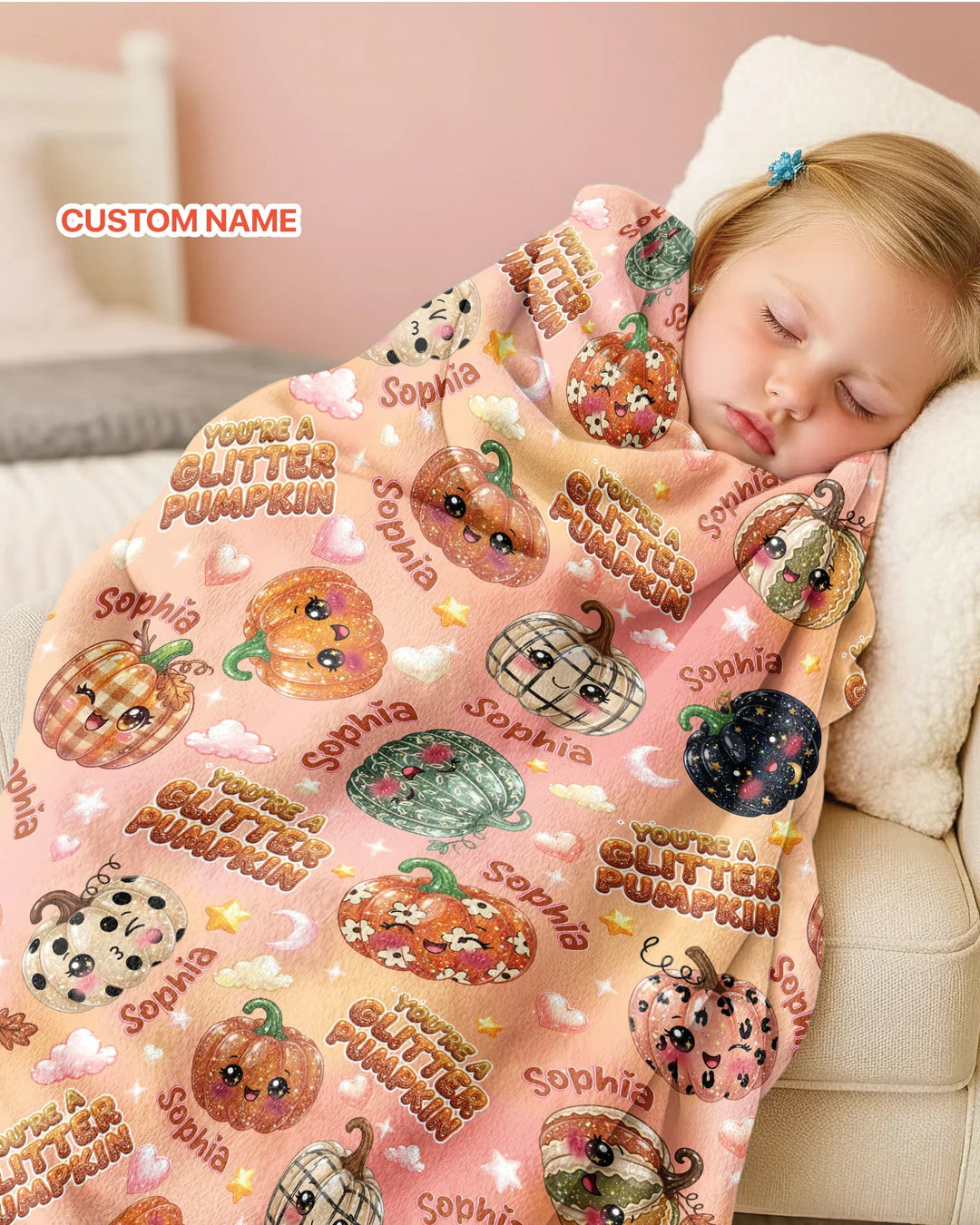 Custom Name You're A Glitter Pumpkin Bamboo Blanket