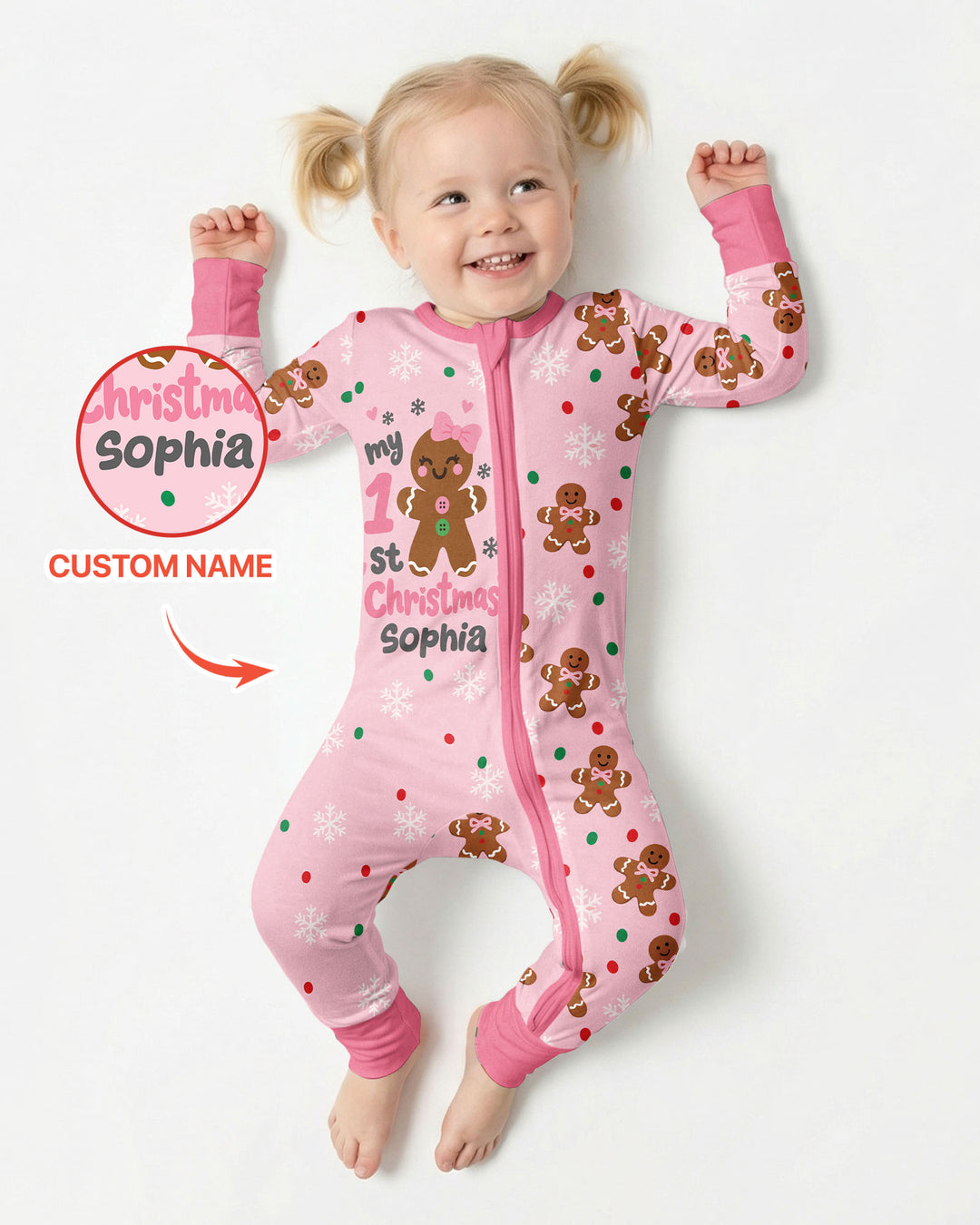 Custom Name My First Christmas  Bamboo Convertible Zippy