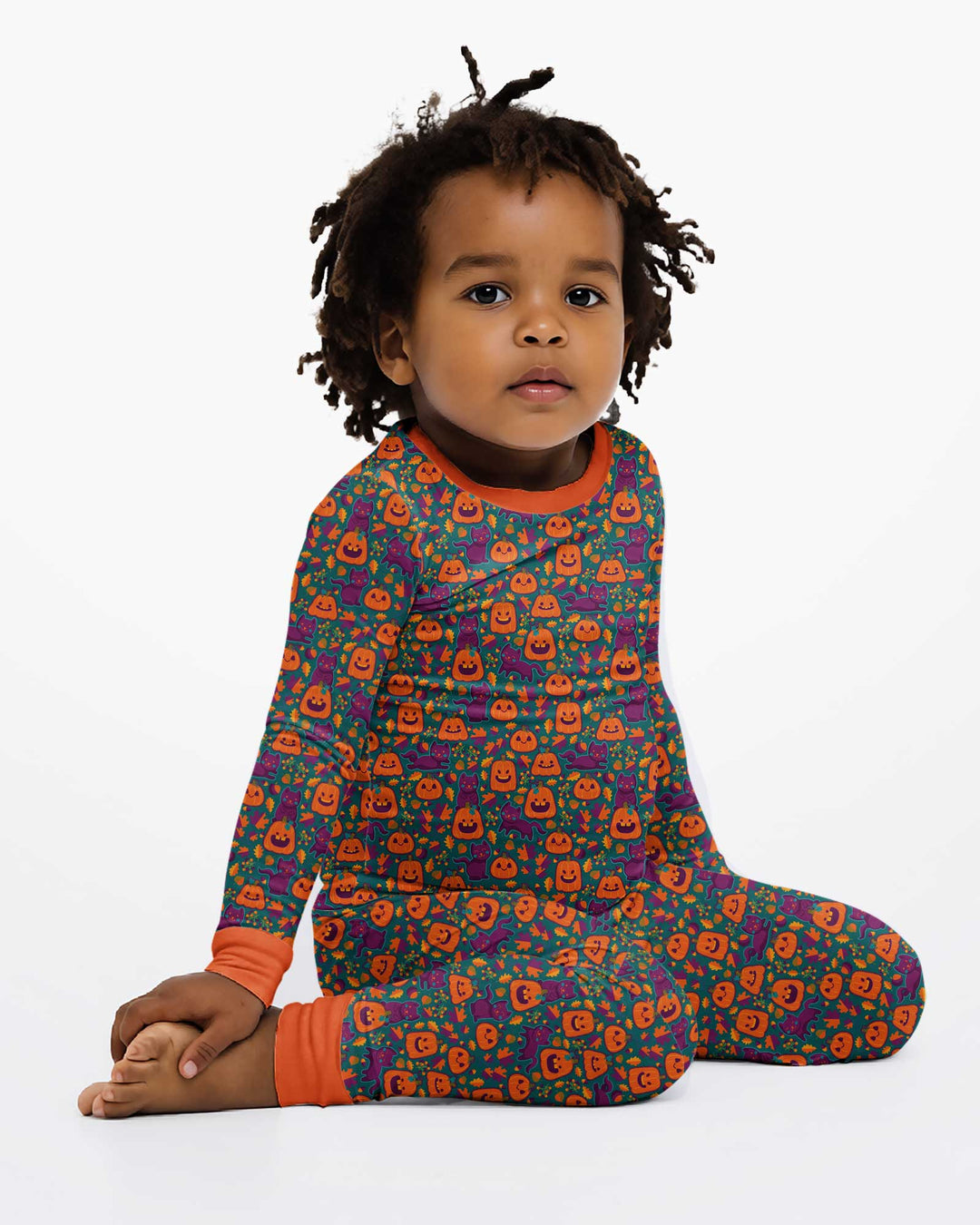 Cats and Pumpkins Bamboo Two Piece Long Sleeve Pajama Set
