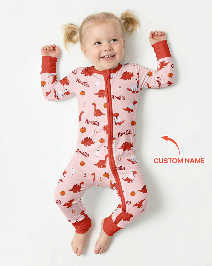 Custom Name Spooky Dinosaur Halloween - Personalized Bamboo Convertible Zippy