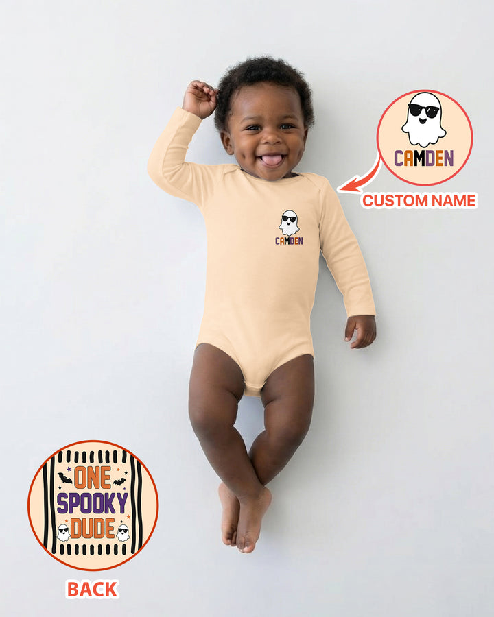 Custom Name Halloween One Spooky Dude Bamboo Bodysuit