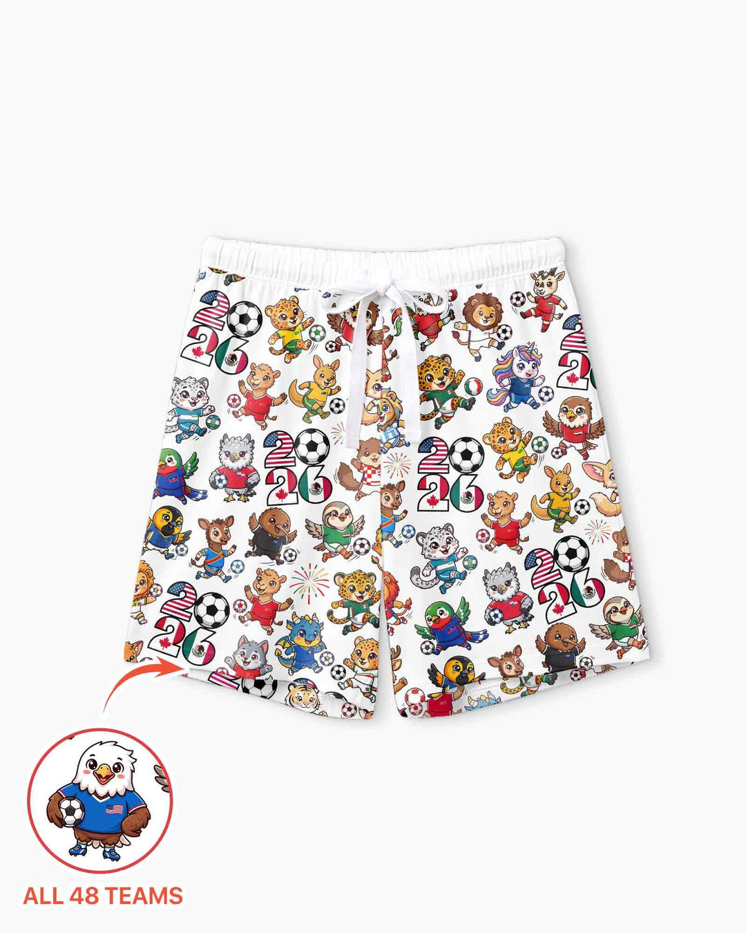 Kawaii Animals Soccer Tour 2026 Family Matching Bamboo Women Short Sleeve Short Pajama Set