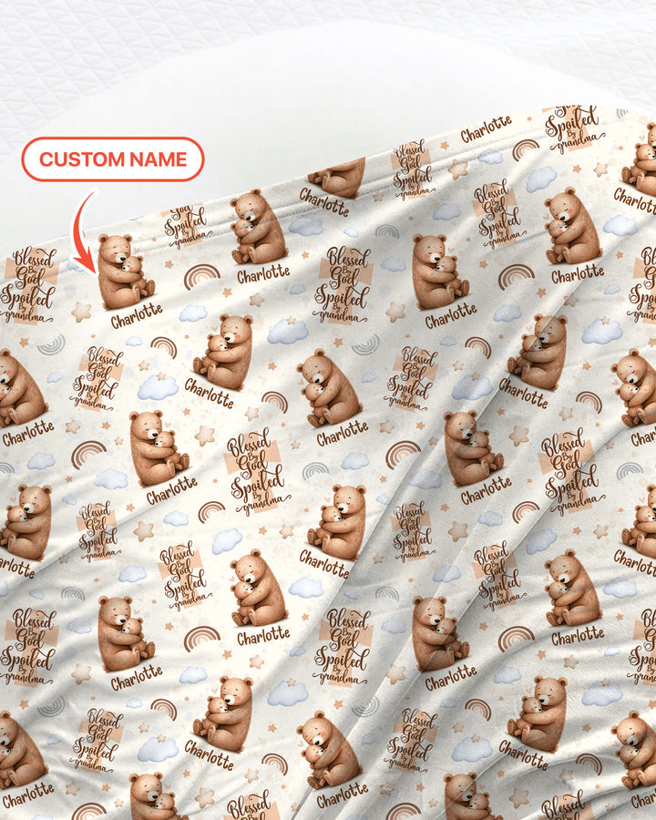 Custom Name Blessed By God Spoiled By Grandma Swaddle Blanket