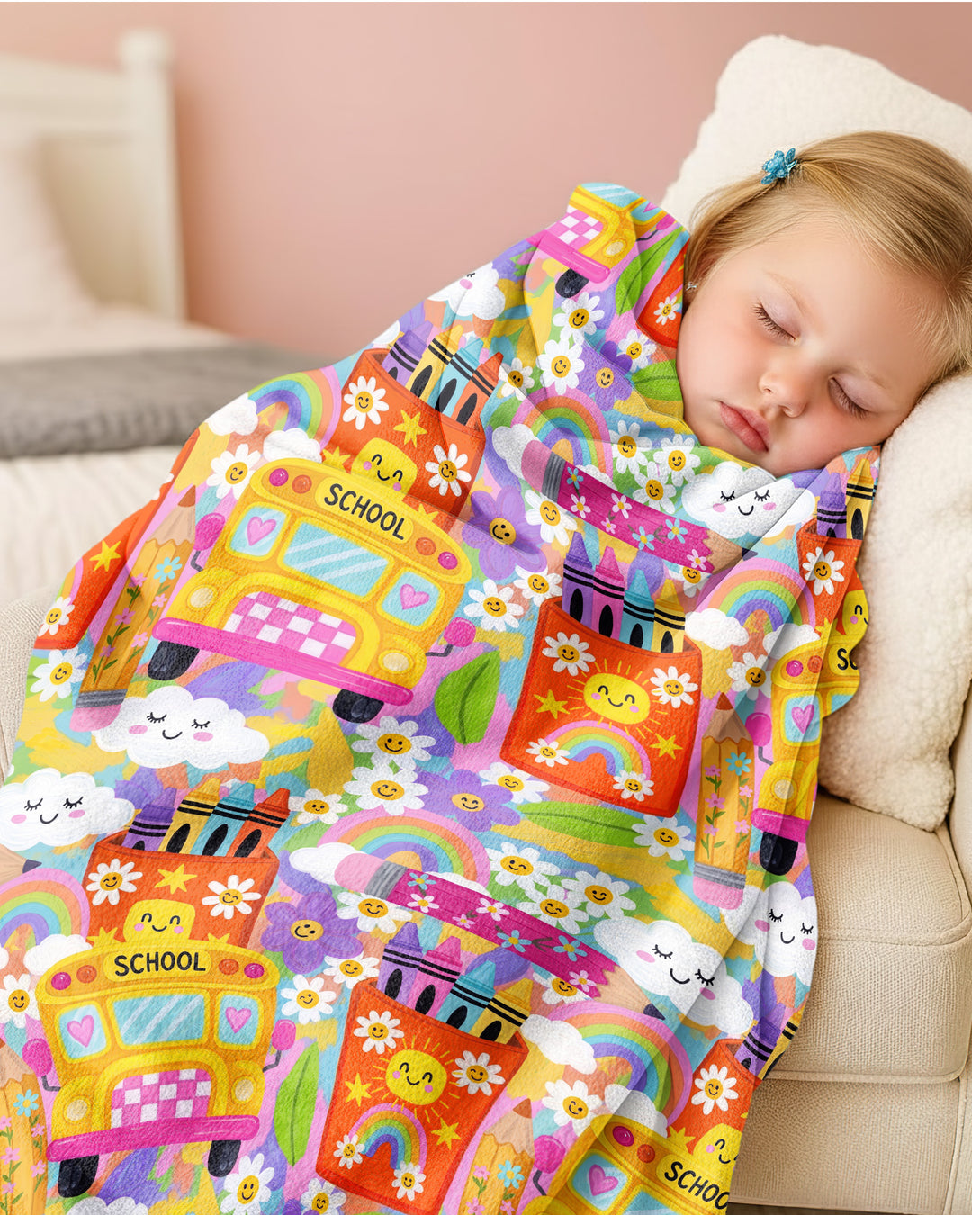 Retro Happy Classroom Bamboo Blanket