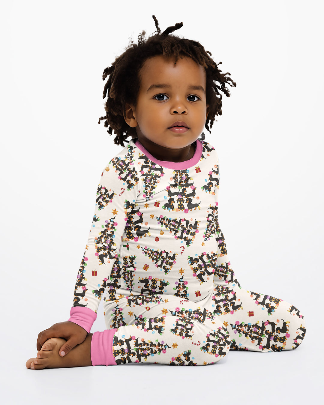 Doxie Christmas Tree Bamboo Two Piece Long Sleeve Pajama Set