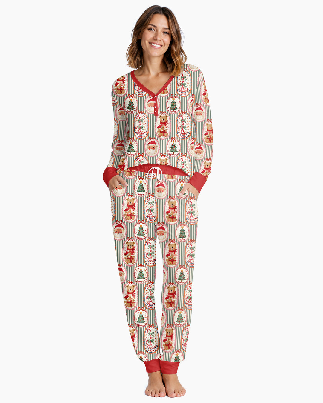 Teddy Bear Christmas Bamboo Women Pajama Set