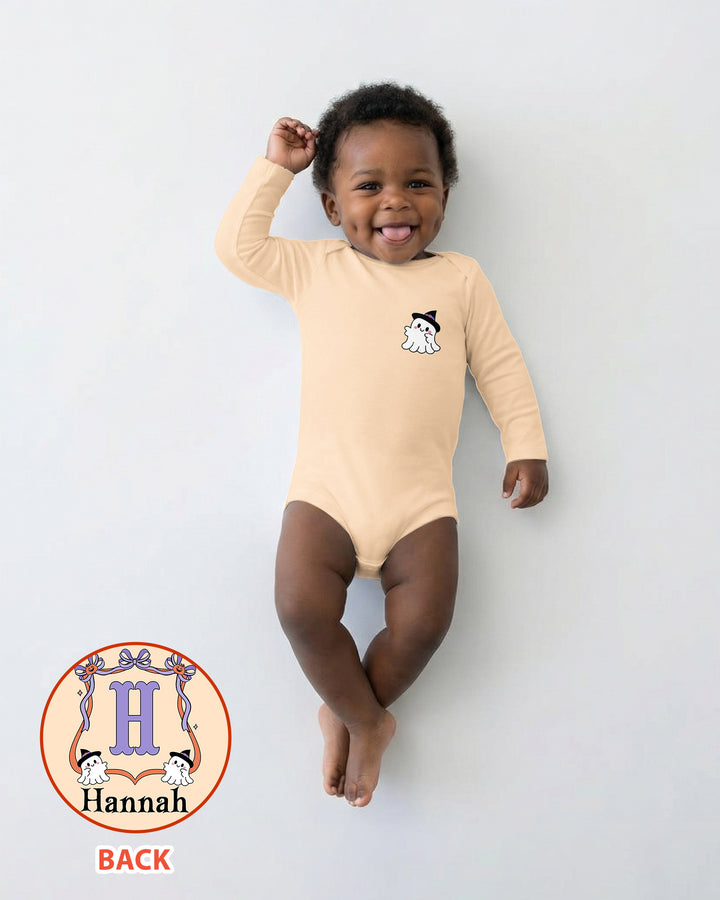 Personalized Halloween Baby Girl's Little Boo Bamboo Bodysuit