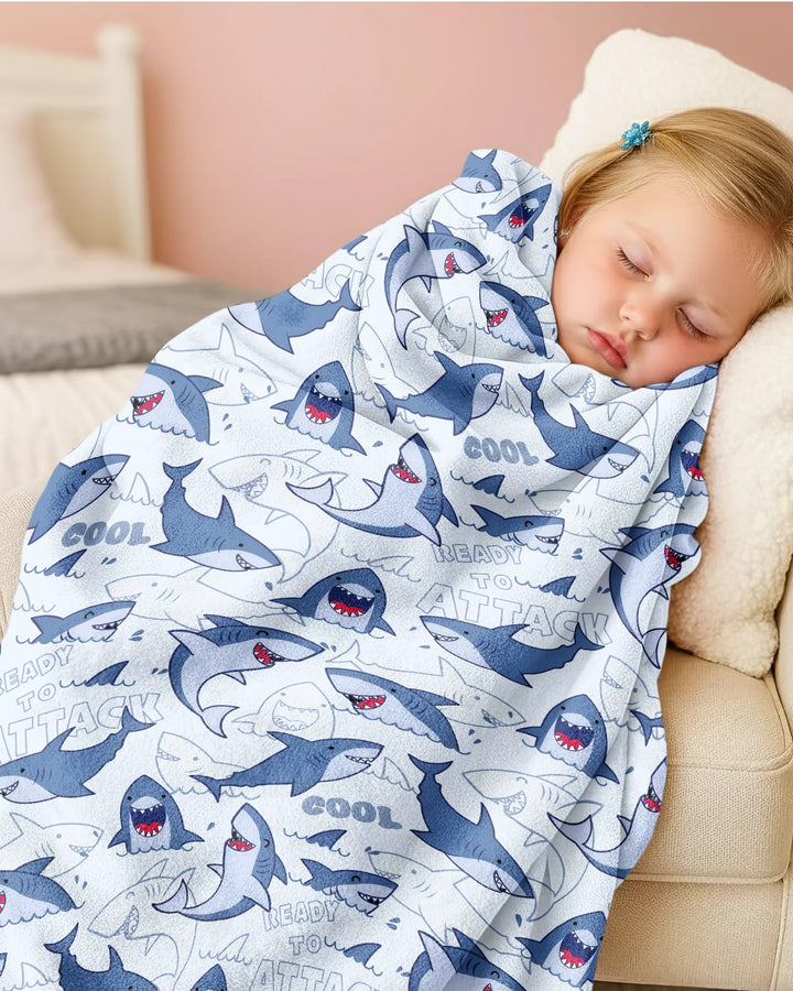 Big Sharks Attack Bamboo Blanket