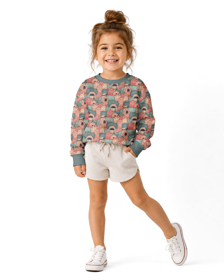 Cute Monster Crowd Bamboo Crewneck Sweatshirt