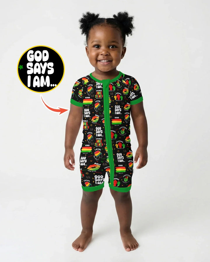 God Says I Am Juneteenth Blessings Bamboo Shorty Zippy
