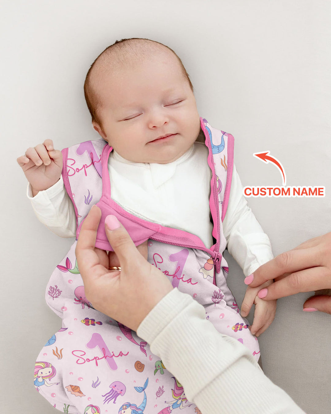 Custom Name Birthday Mermaid Wild One Bamboo Sleep Bag