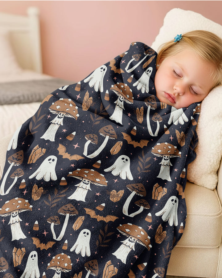 Retro Halloween Whimsy Bamboo Blanket