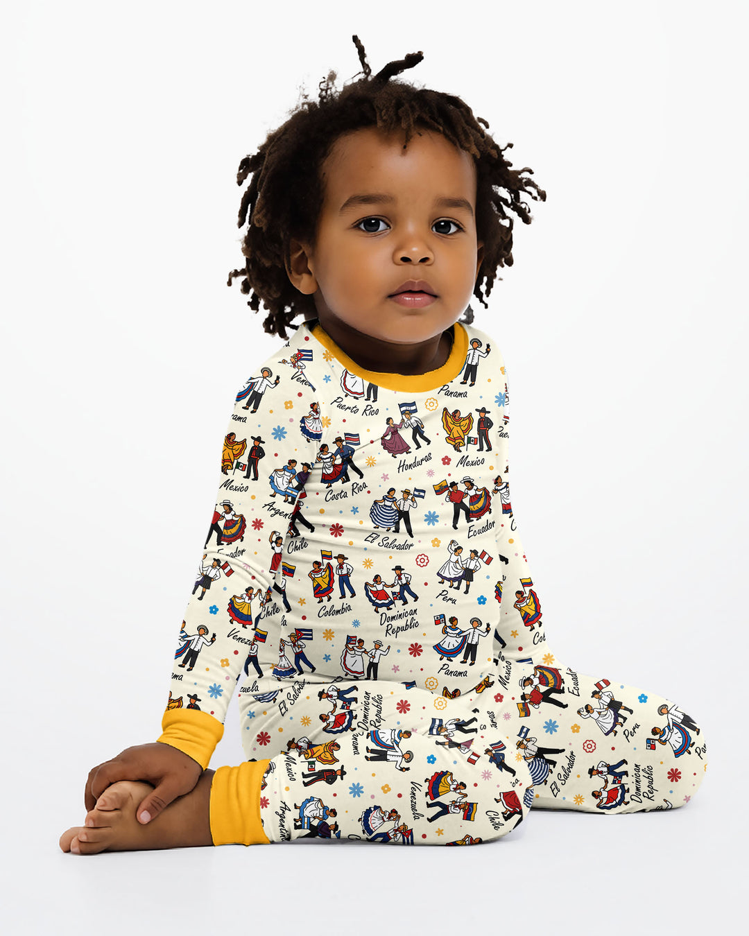 Hispanic Traditional Folkloric Dress Bamboo Two Piece Long Sleeve Pajama Set