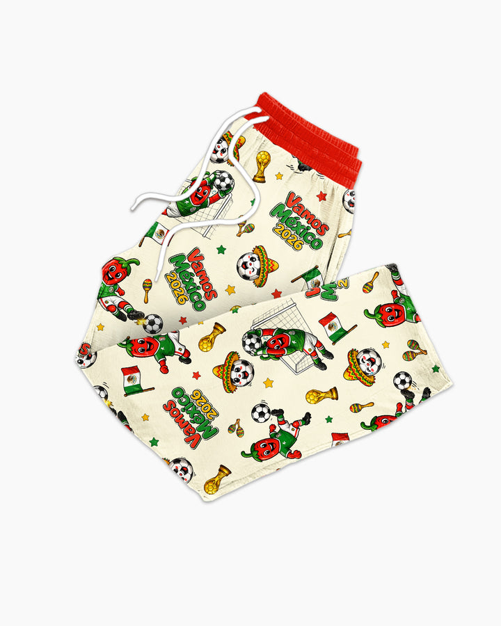 Cartoon World Soccer Vamos Mexico Family Matching Bamboo Men's Pajama Set