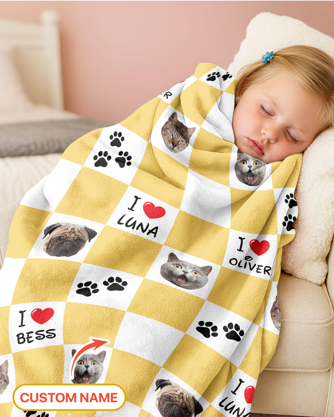 Custom Photo I Love My Best Friend Dog/Cat Bamboo Blanket