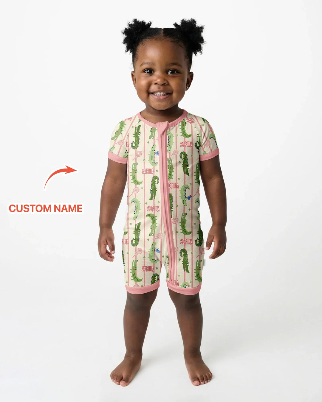 Custom Name Tennis Crocodiles Bamboo Shorty Zippy