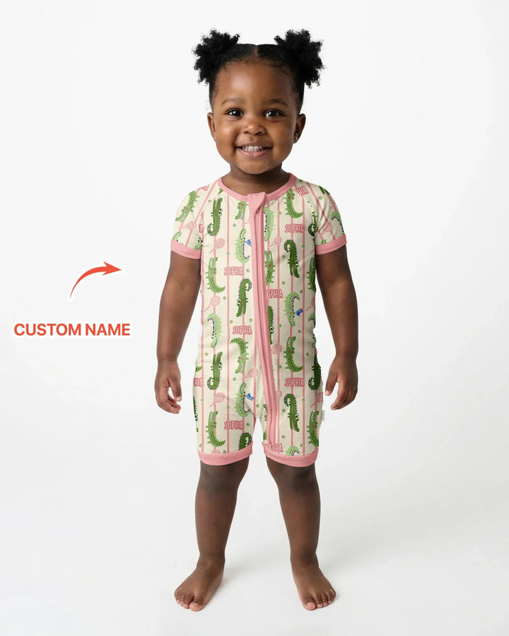 Custom Name Tennis Crocodiles Bamboo Shorty Zippy