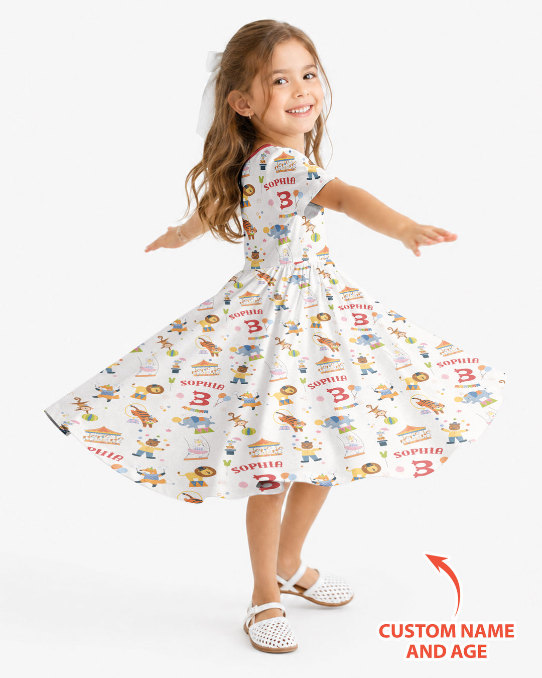 Custom Name Birthday Circus Bamboo Twirl Dress