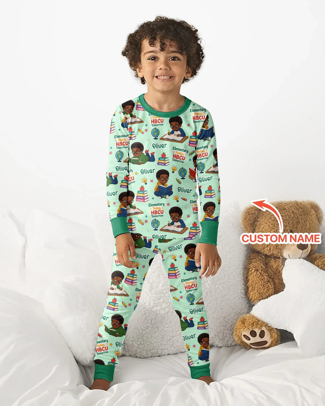 Custom Name Elementary Today HBCU Tomorrow Bamboo Two Piece Long Sleeve Pajama Set