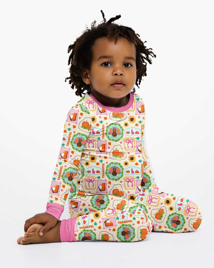 Sweet Thanksgiving Harvest Bamboo Two Piece Long Sleeve Pajama Set