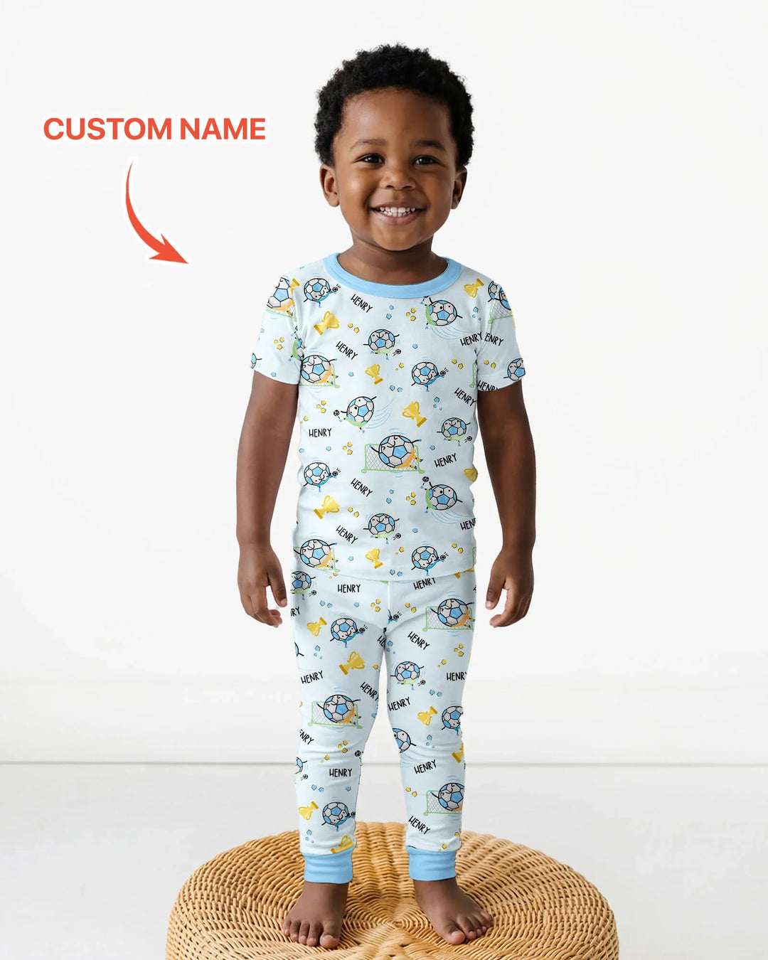 Custom Name Soccer Dad Team Matching Bamboo Two Piece Short Sleeve Pajama Set