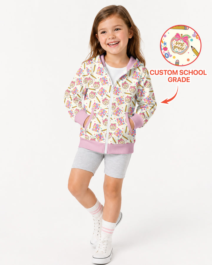 Custom School Grade First Day Cutie Bamboo Zip Hoodie