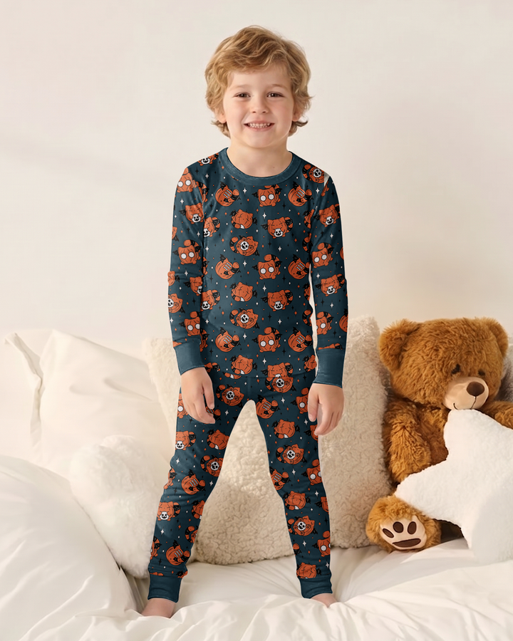 Batty Pumpkin Cats Bamboo Two Piece Long Sleeve Pajama Set