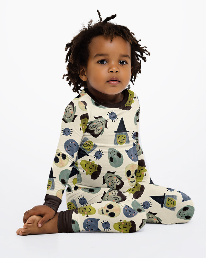 Halloween Face Bamboo Two Piece Long Sleeve Pyjamas Set