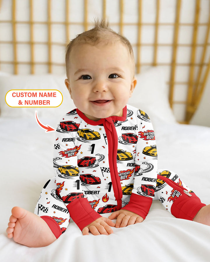 Personalized Racing Car Birthday Boy Bamboo Convertible Zippy