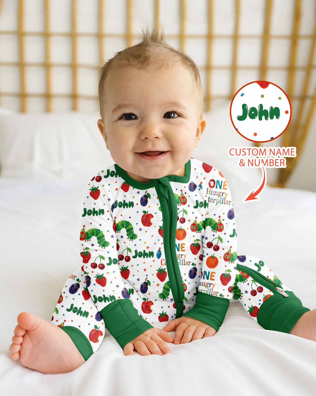 Custom Name And Age Hungry Caterpillar Bamboo Convertible Zippy