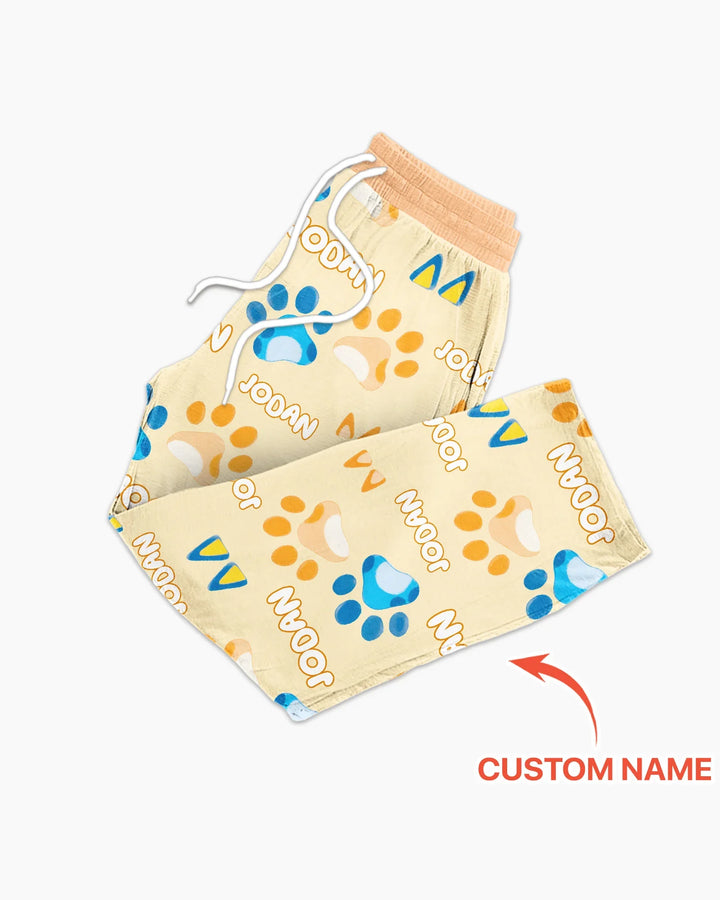 Custom Name Favourite Blue Dog Family Matching Bamboo Men's Pajama Set