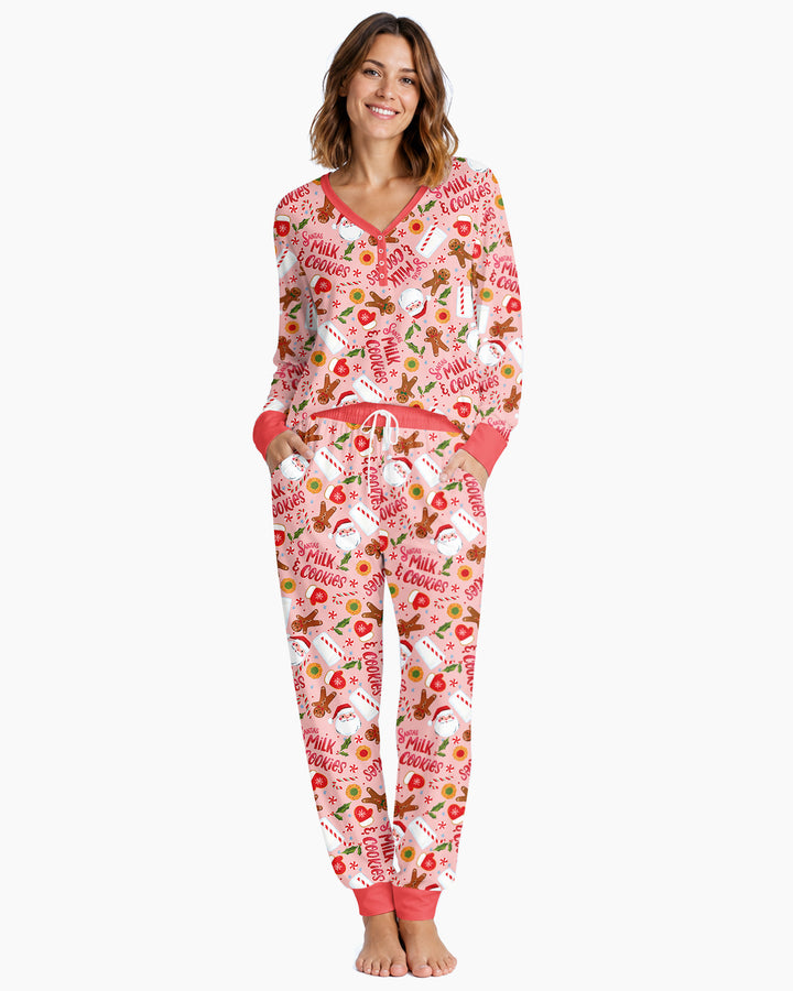 Santas, Milk and Cookies Bamboo Women Pajama Set