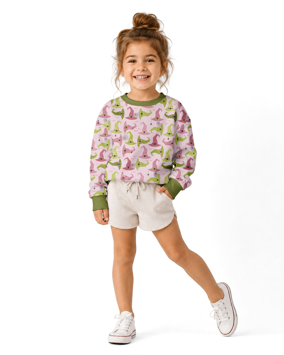 Pink Witch Hat Halloween Bamboo Crewneck Sweatshirt