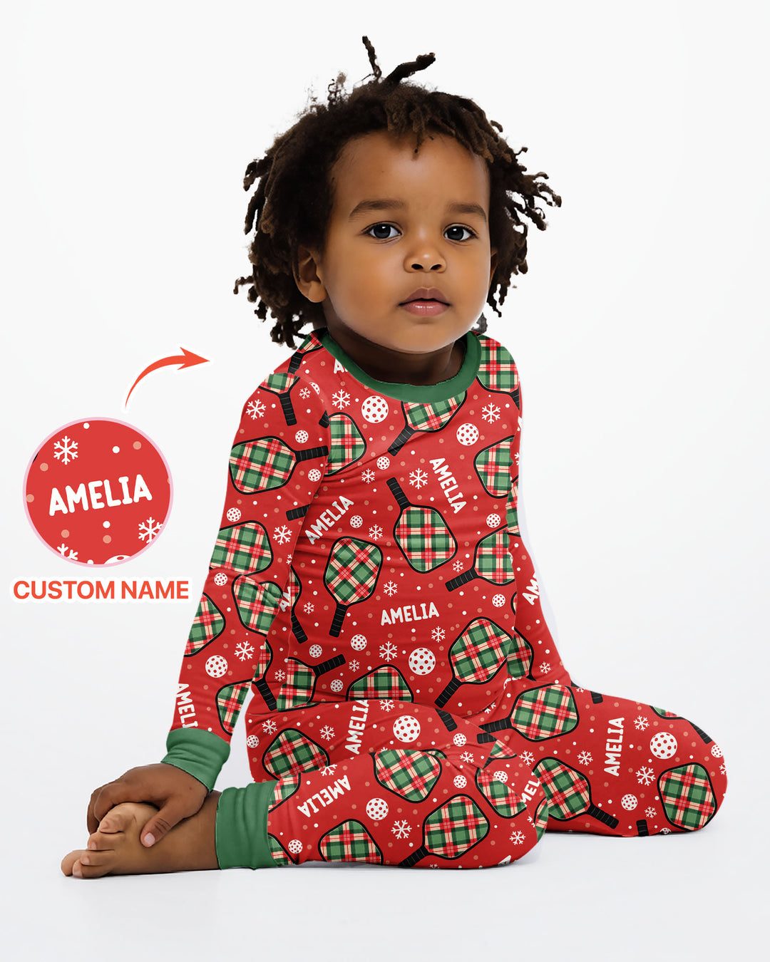 Custom Name Plaid Paddle Bamboo Two Piece Long Sleeve Pajama Set