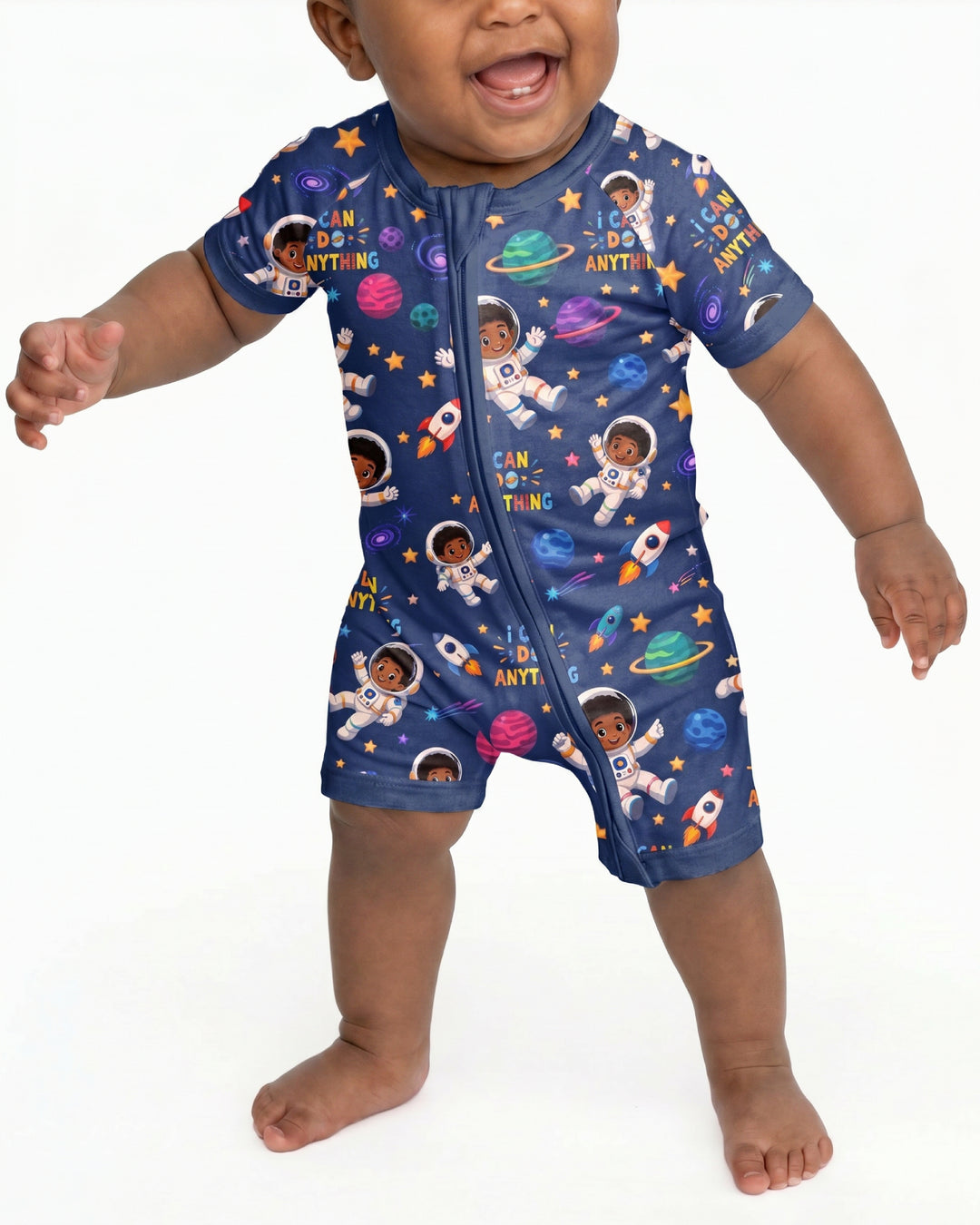 Black Astronaut I Can Do Anything Bamboo Shorty Zippy