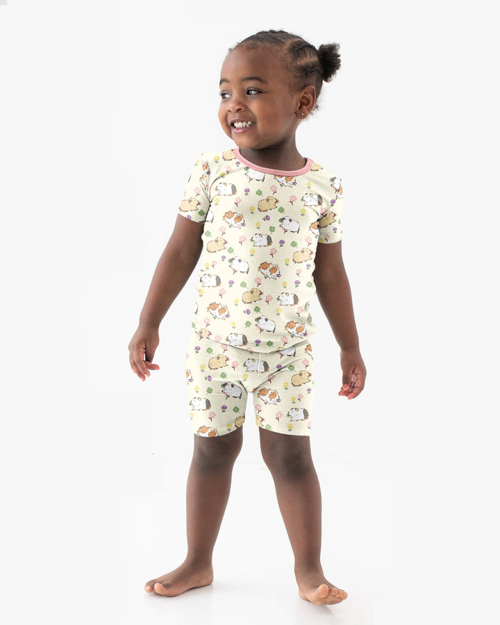 Guinea Pig Garden Bamboo Two Piece Short Sleeve Shorts Pajama Set