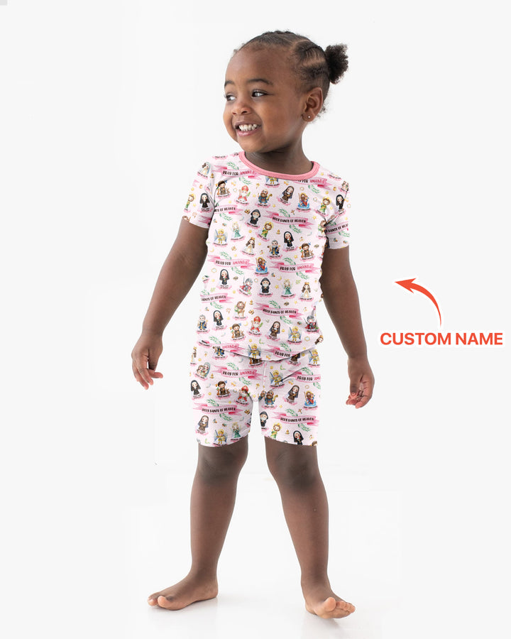 Holy Saints of Heaven Custom Name Bamboo Two Piece Short Sleeve Shorts Pajama Set
